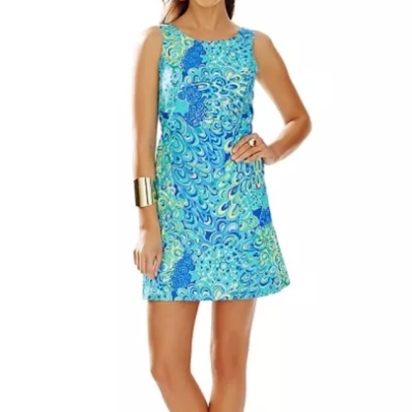 NWT LILLY PULITZER CATHY SHIFT SEA BLUE LILLY'S LAGOON GRAIL! BEAUTIFUL!! - Picture 8 of 14